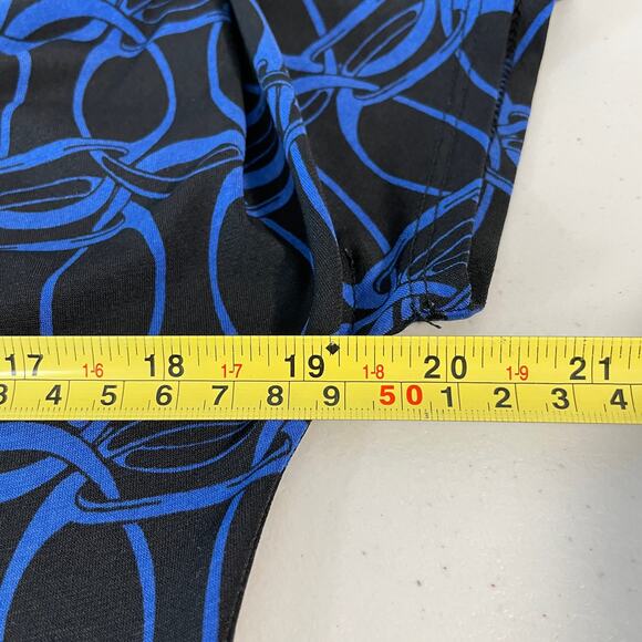 MICHAEL KORS Blue Geometric Draped  Short Sleeve Top M - Picture 7 of 8